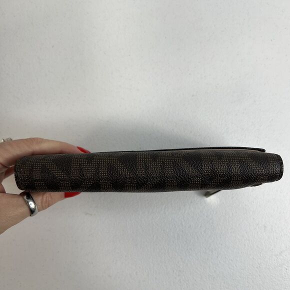 Michael Kors Checkbook Wallet Large Jet Set Travel Signature Brown Monogrammed - Picture 7 of 15